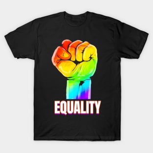 Colorful raising fist for equality LGBTQ T-Shirt